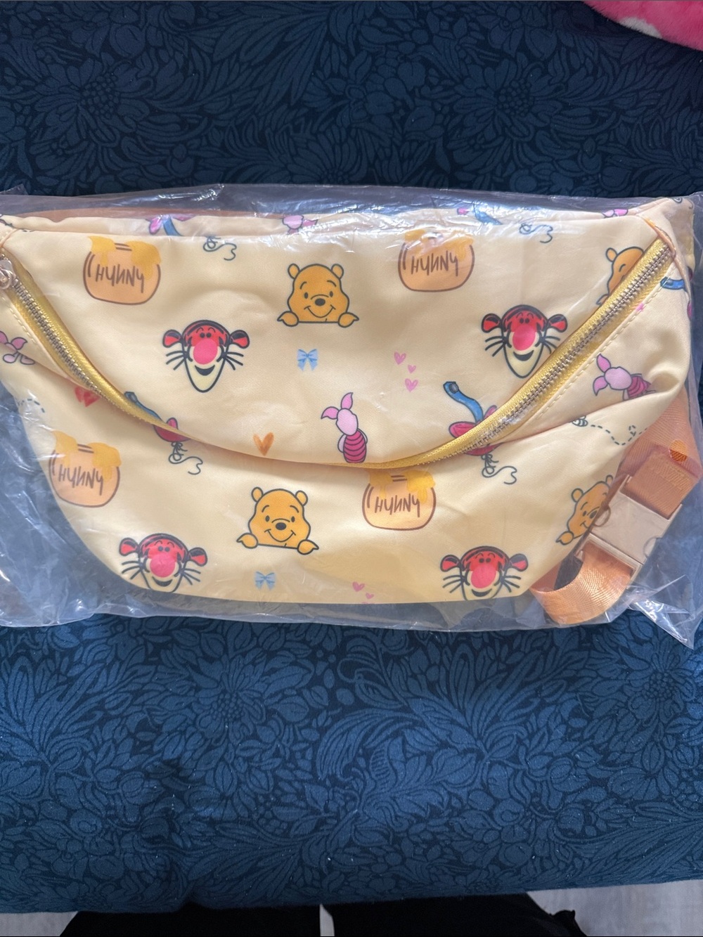 Yellow Large Winnie the Pooh Crossbody Belt Bag with Pooh, Tigger & Piglet Print